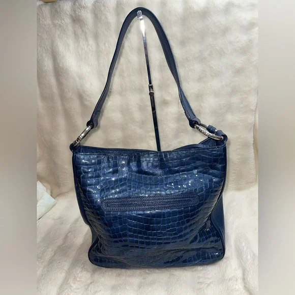 Brighton Cherie French Blue Crocodile-Embossed Shoulder Bag - Picture 2 of 5